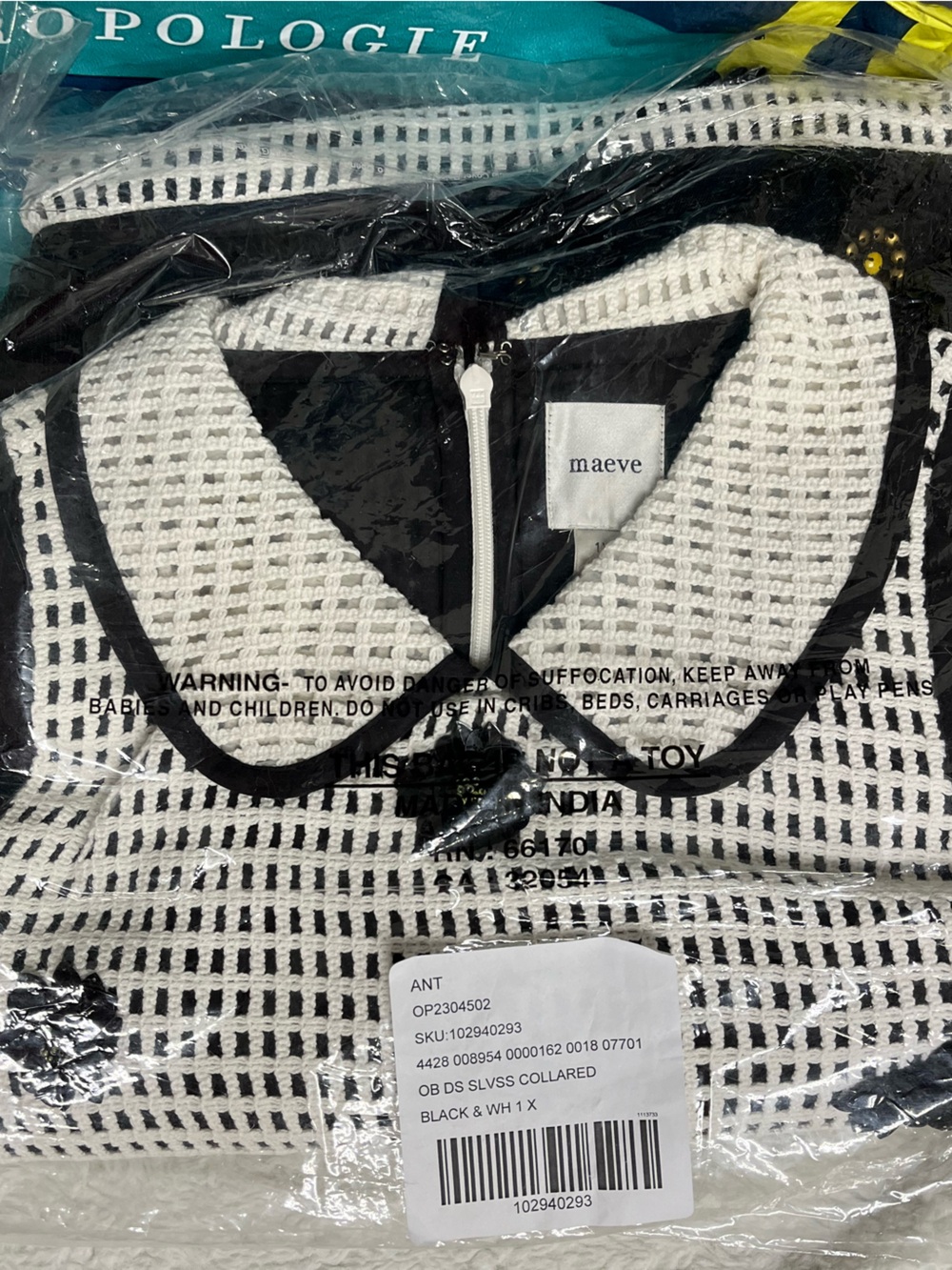 MAEVE/ANTHROPOLOGIE Black and White Drop Waist Mini Dress - Picture 5 of 8